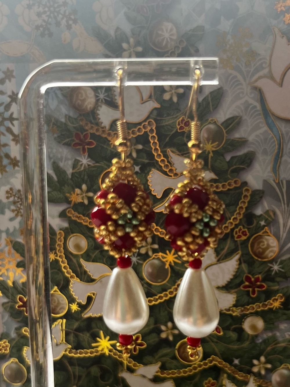 Gold-Tone Teardrop beaded Earrings - Elegant Women's Jewelry
